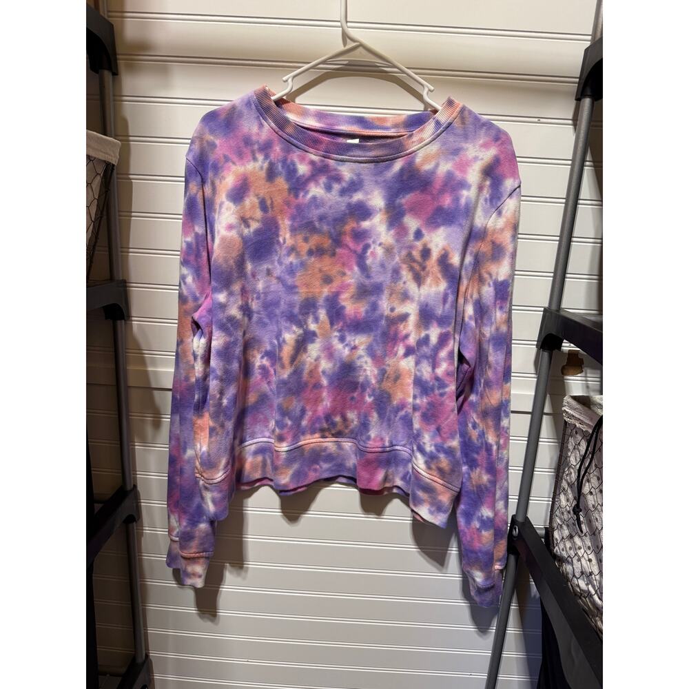 Elizabeth and James Purple Tie Dye Crewneck Sweatshirt Size L
